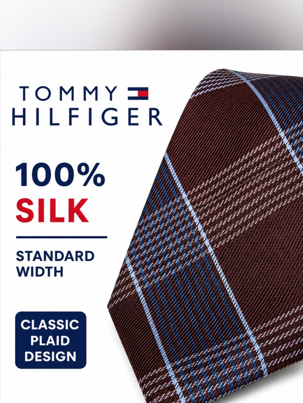 Tommy Hilfiger Men's Brown Plaid Silk Tie